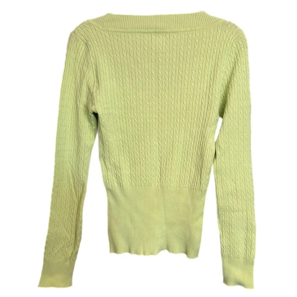 VTG Guess Y2K Knit Sweater Sz M Green Preppy Brat 90s Bodycon Wide Neck Pullover - Picture 3 of 10